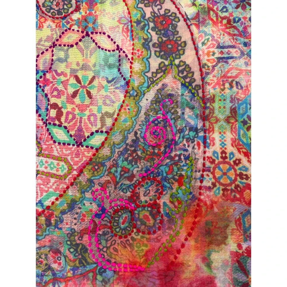 Dolma Wool Silk Scarf Shawl Wrap Lightweight Embroidery Eyelash Fringe 27x70